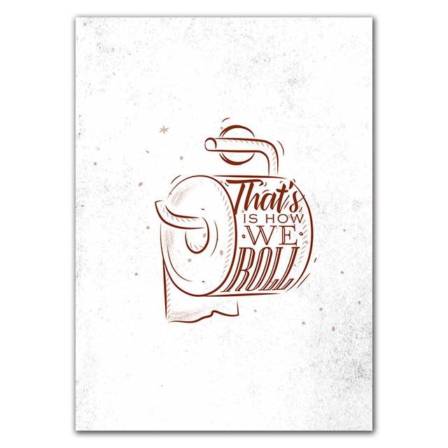 Туалет Цитата Картина Ванная Комната Стены Искусства Холст Картины Плакаты Печать Мода Черно-Белый Туалет Настенный Декор Кисть Декор Картина