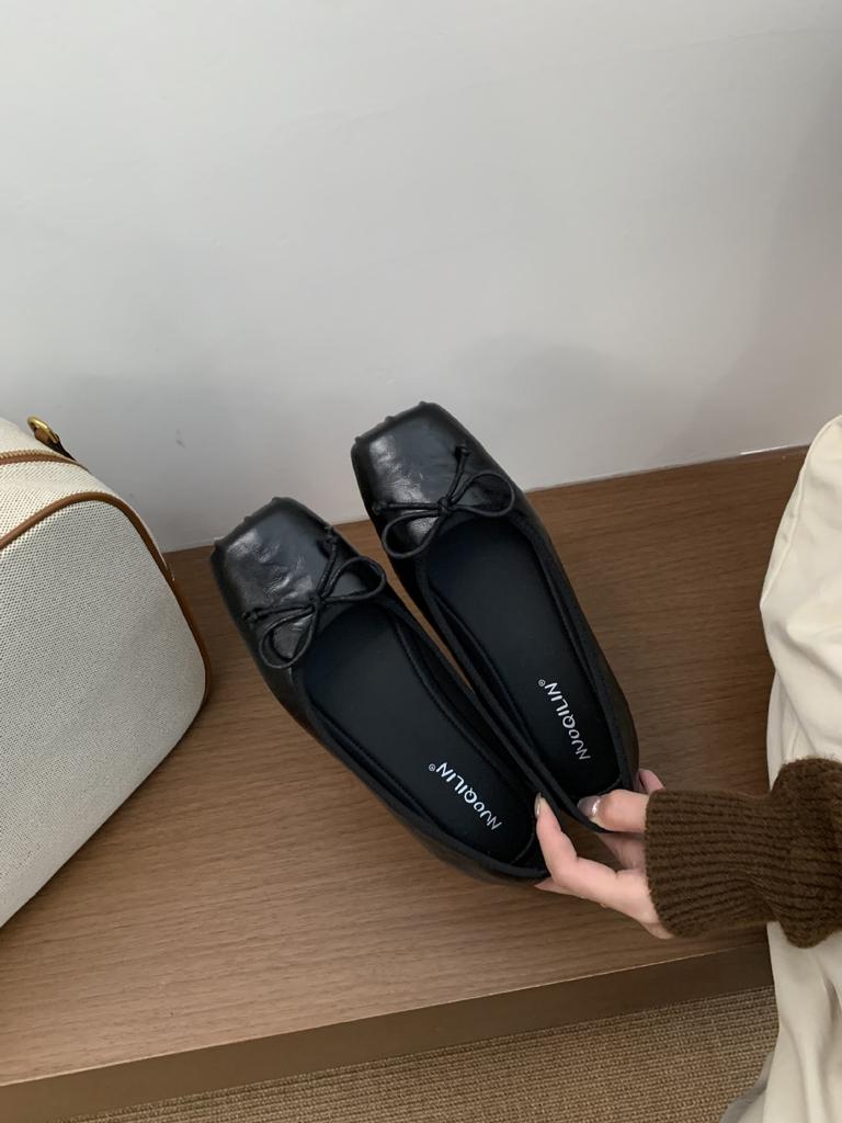 French Flat-bottomed Coffee Single Shoes Fairy Shoes Spring and Autumn 2025 New Summer Square Head Ballet Gentle Evening Shoes