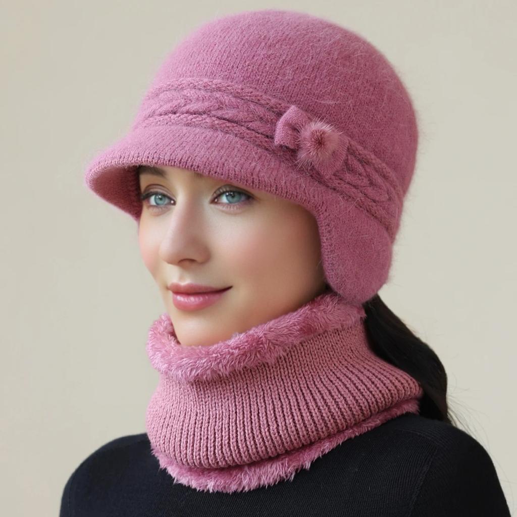 Новый стиль Женская зимняя шапка Защита ушей Теплый костюм Плюшевая подкладка из искусственного меха Теплые шапки для женщин Повседневная шапка из кроличьего меха Зимняя вязаная шапка