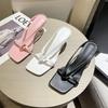 Fashion Women Summer Slippers 2024 Solid Thin High Heel Causal Shoes Flip Flops Cross Ladies Slides Pink Sandales Pantuflas De Mujer