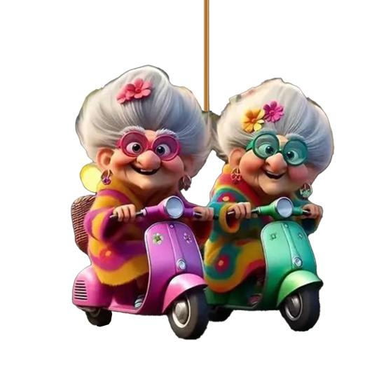 Acrylic Car Rear Princess/Old Lady Christmas View Mirror Charm Fairy Ornament 2D Flat Auto