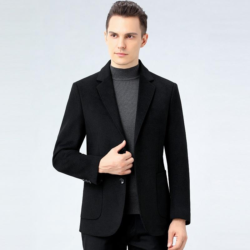 Мужское двустороннее кашемировое пальто осень и зима короткий шерстяной костюм среднего возраста шерстяное пальто для мужчин