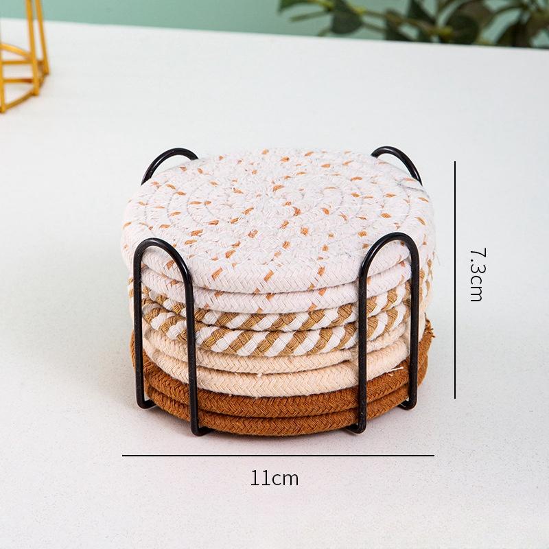 8 шт. подставок ручной работы из хлопка, впитывающих и термостойких, однотонных, в скандинавском стиле, для украшения дома