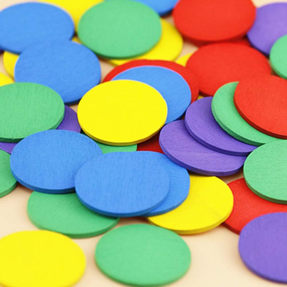 100 шт. круглые деревянные детали красочные диски обучающие инструменты студенты принадлежности для обучения математике для детей девочек (Смешанный цвет)
