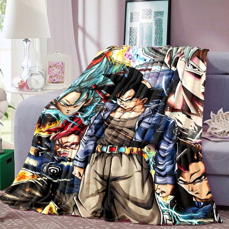 Dragon Ball Anime Print Blanket Warm Comfortable Flannel Blanket for Bedrooms, Sofas, Beds, Chairs, Picnics, Travel-LXR9