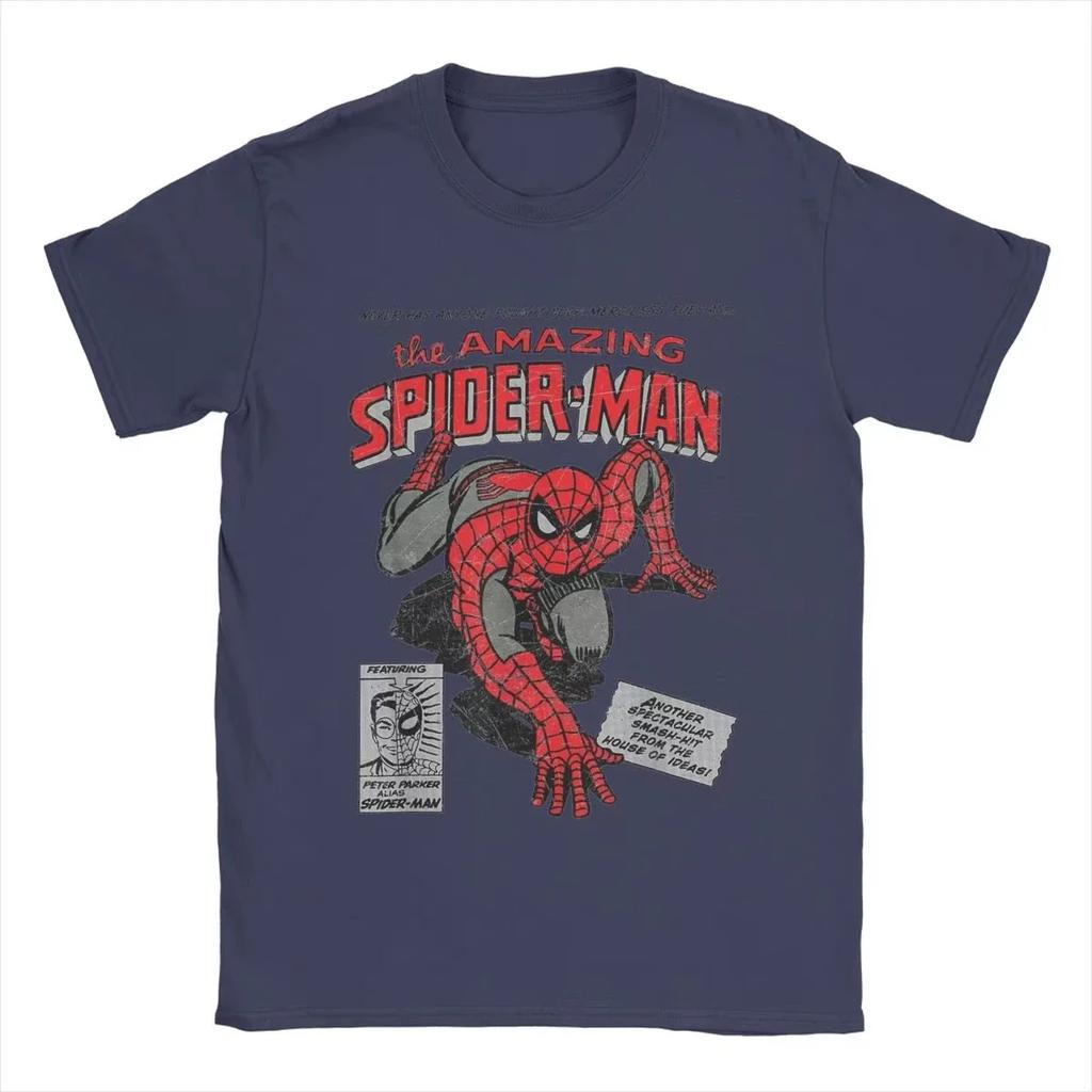 Spider-man Spiderman Movie Retro Comic Men T Shirts Creative Tees Round Neck T-Shirt 100% Cotton Birthday Present Tops#Color