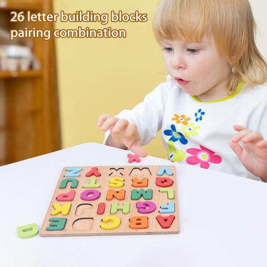 Деревянная головоломка для малышей, алфавит, познание чисел, дошкольное обучение, игра на сопоставление фигур, ранняя образовательная игрушка-головоломка