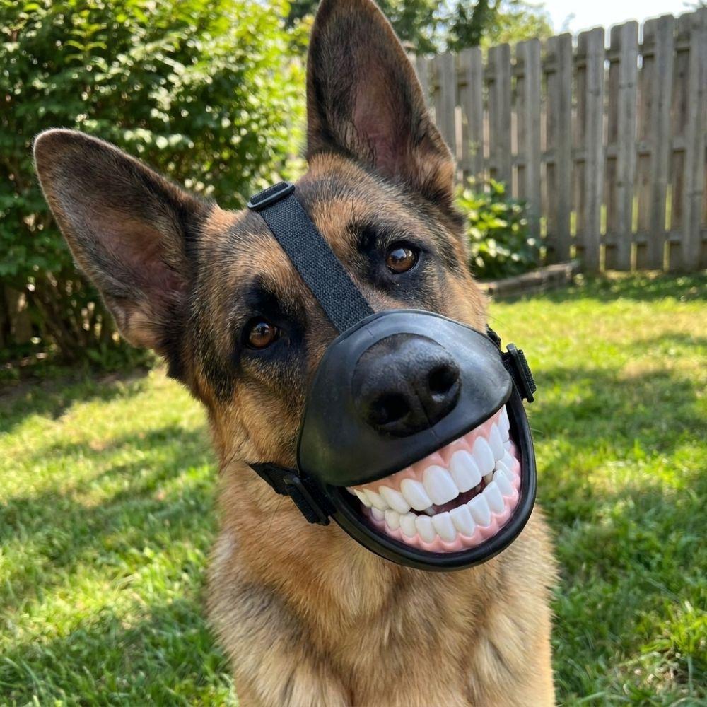 Anti-Bite Funny Grinning Dog Muzzle Anti-Scavenge Dog Photo Mouth Cover Party Costume
