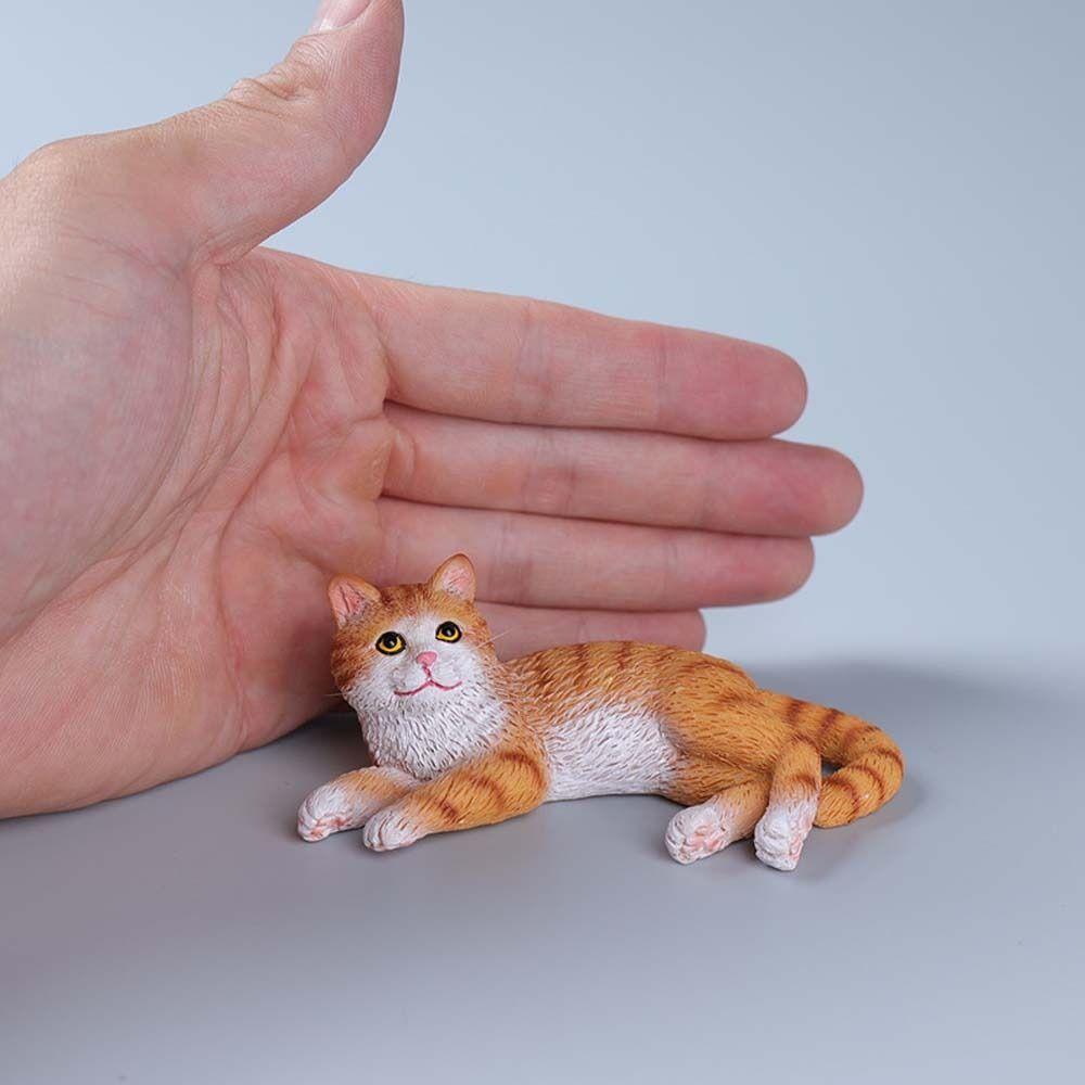 Simulation Cat Pet Model Cartoon Lying Cat Statue Adorable Cat Ornament Kids Toy