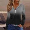 Women's T Shirt Tee Button Long Sleeve Daily Weekend Fashion Basic V- Neck Regular Top