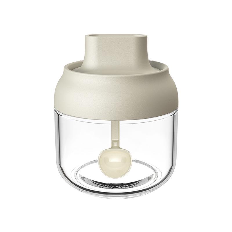 Moisture-Proof Spoon-Integrated Seasoning Bottle - Kitchen Sealed Glass Condiment Container