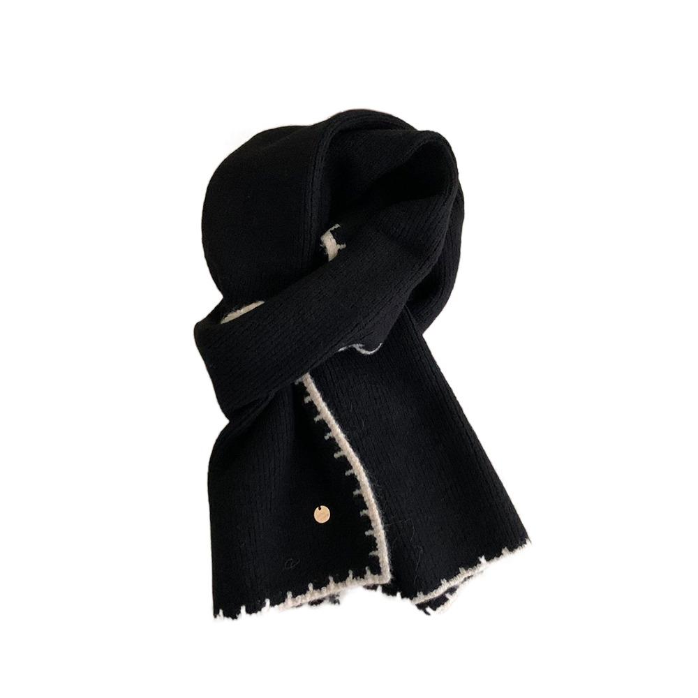 Color Matching Knit Scarf Cold-proof Neck Warmer Luxury Skiing Motorcycle Scarf  Women Men