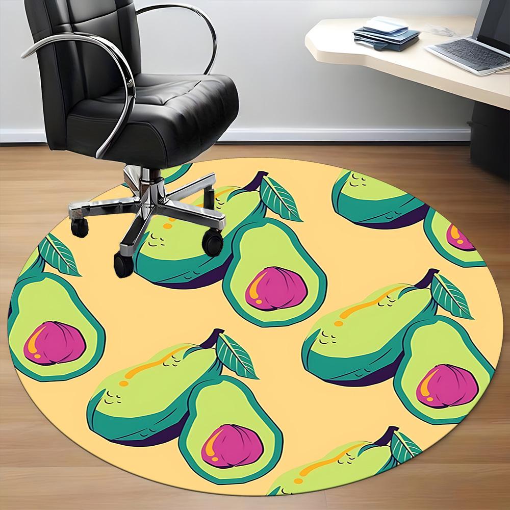 1pc Avocado Pattern Office Round Rug, Non-slip, Soft and Durable Office Rug for Interior Decoration, Perfect for Office,Decoration yy260204008