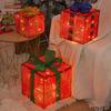 Yousheng 3 Pcs Christmas Lighted Gift Boxes with Bow LED Light Up Present Boxes for Indoor Outdoor Home Porch Xmas Tree Party Decor
