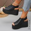 Fashion Fish Mouth Chunky Platform Sandals for Women Thick Sole Wedge Sandals with Elastic Band Summer Fashion High Heel Sandalias Mujer