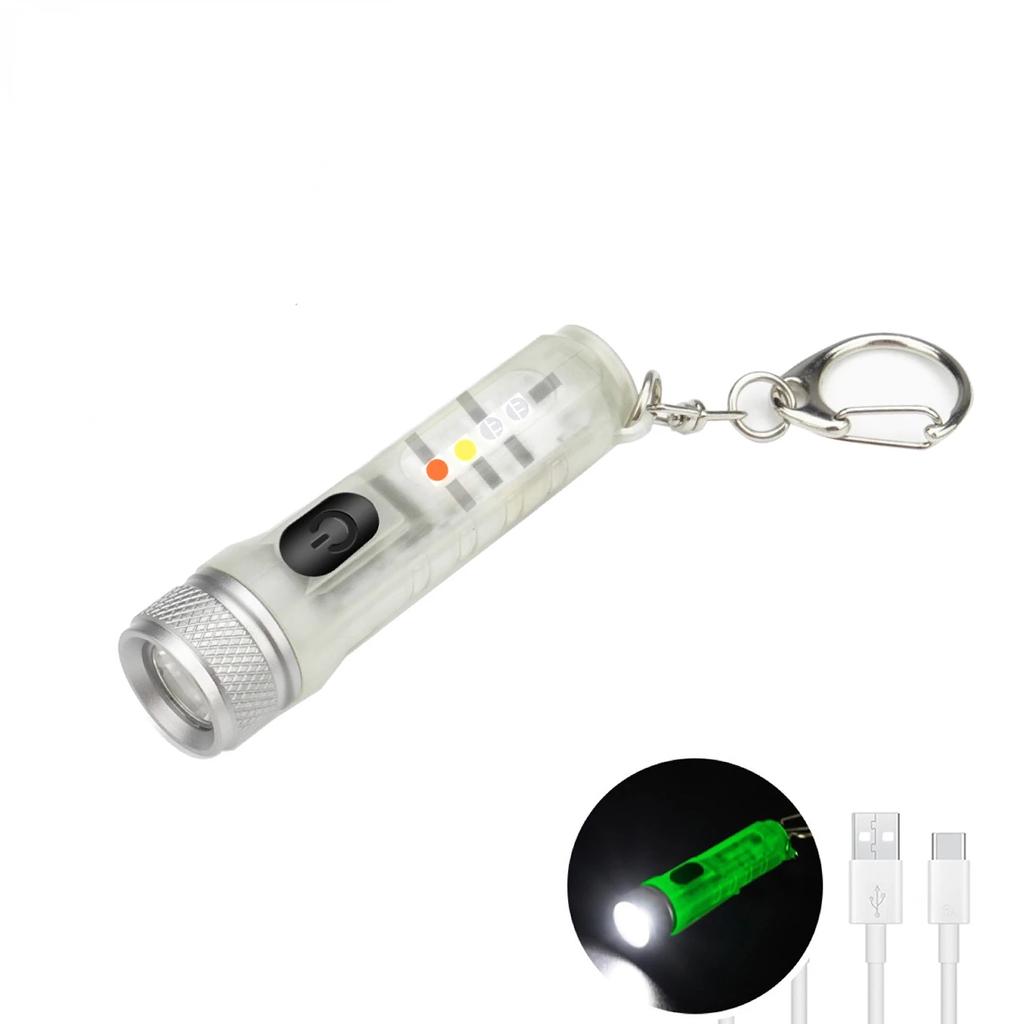Мини-брелок-фонарик, светодиодный перезаряжаемый фонарик, портативный магнитный фонарик с зарядкой через USB, мощный фонарик для кемпинга, дальнего действия