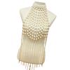 Adjustable Length Elegant Pearls Body Chain Sensual Chest Jewelry Accessory Portable for Beach and Evening Wear