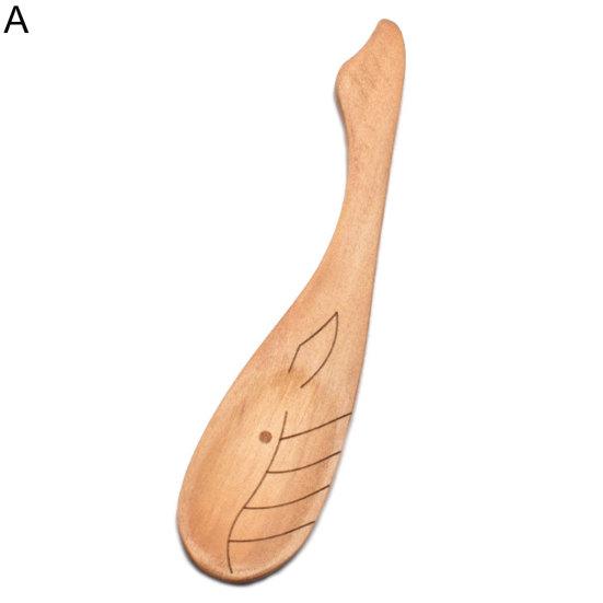 Жаропрочная пищевая деревянная ложка с короткой ручкой, маленькая ложка для меда в форме мультяшного животного, кухонные инструменты