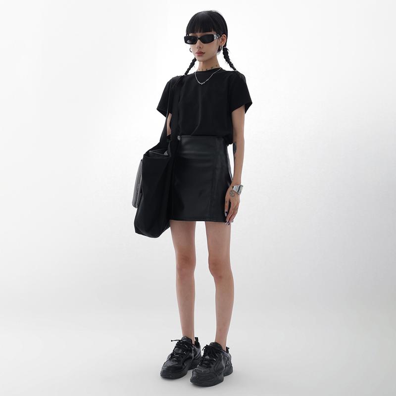 Черная мини-юбка из искусственной кожи, женская боковая молния с высокой талией, сексуальная посылка, хип-юбка Y2K, уличная мода