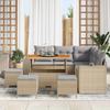 Garden Sofa Set with Cushions 9 pcs Beige and Light Grey Poly Rattan