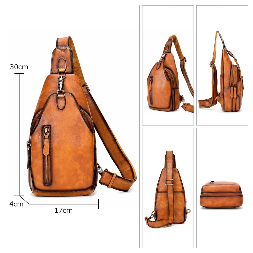 Whatna Сумка из натуральной кожи телячьей выделки для мини-тела, на грудь, подлинная 13617, в античном стиле, на одно плечо, мужская, 3-way, через плечо, сумка, сумка, кожа,