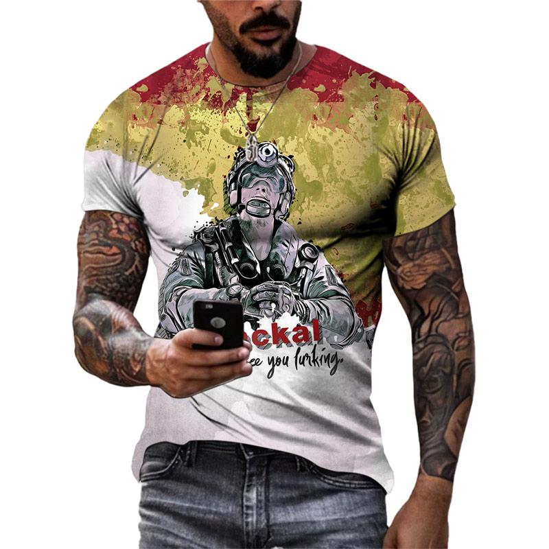 Мужская одежда больших размеров Свободные летние топы Футболка с 3D принтом животных Пара Солдат Тигровый узор Футболки с круглым вырезом Топ с короткими рукавами Дышащие мужские рубашки