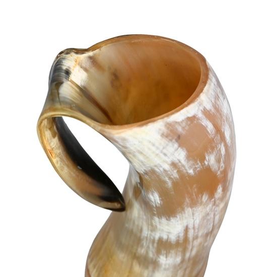 15.24 Cm Handmade Viking Horn Mugs Set of 2m Medieval Mead Cups with Wooden Base