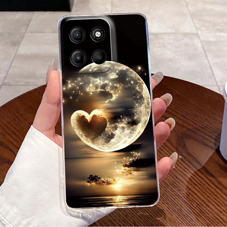 Чехол для телефона Motorola Moto G17 Power Case Роскошный Милый Кролик Любовь Смешной Прозрачный Мягкий ТПУ Силиконовый Чехол Для Moto G17Power Бампер