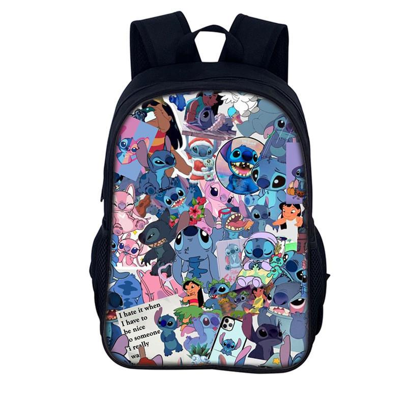 Рюкзак детский Stitch 16 дюймов Мультяшный Полиэстер Двойная лямка Для школы и путешествий