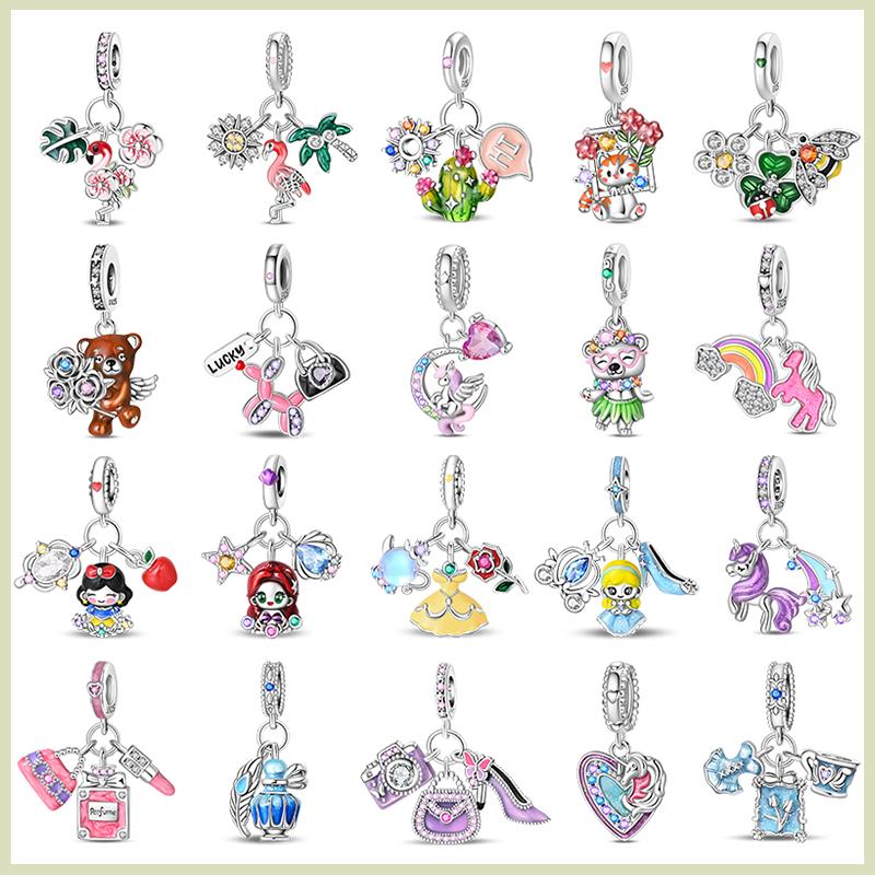 New Copper Cactus Flower Bird Bear Pony Bag Charms Beads Fit Charms Brand Original Bracelet Diy Fine Jewelry Gift