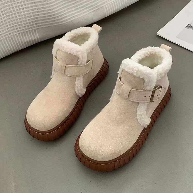 2024 новые бархатные утолщенные зимние теплые северо-восточные зимние ботинки на толстой подошве уродливые милые нескользящие хлопковые туфли для женщин