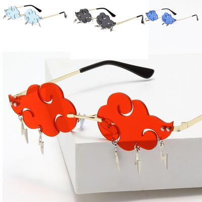 Солнцезащитные очки без оправы, женские модные солнцезащитные очки с облаками, женские и мужские винтажные очки с металлической кисточкой и каплей дождя, забавные очки для танцевальной вечеринки