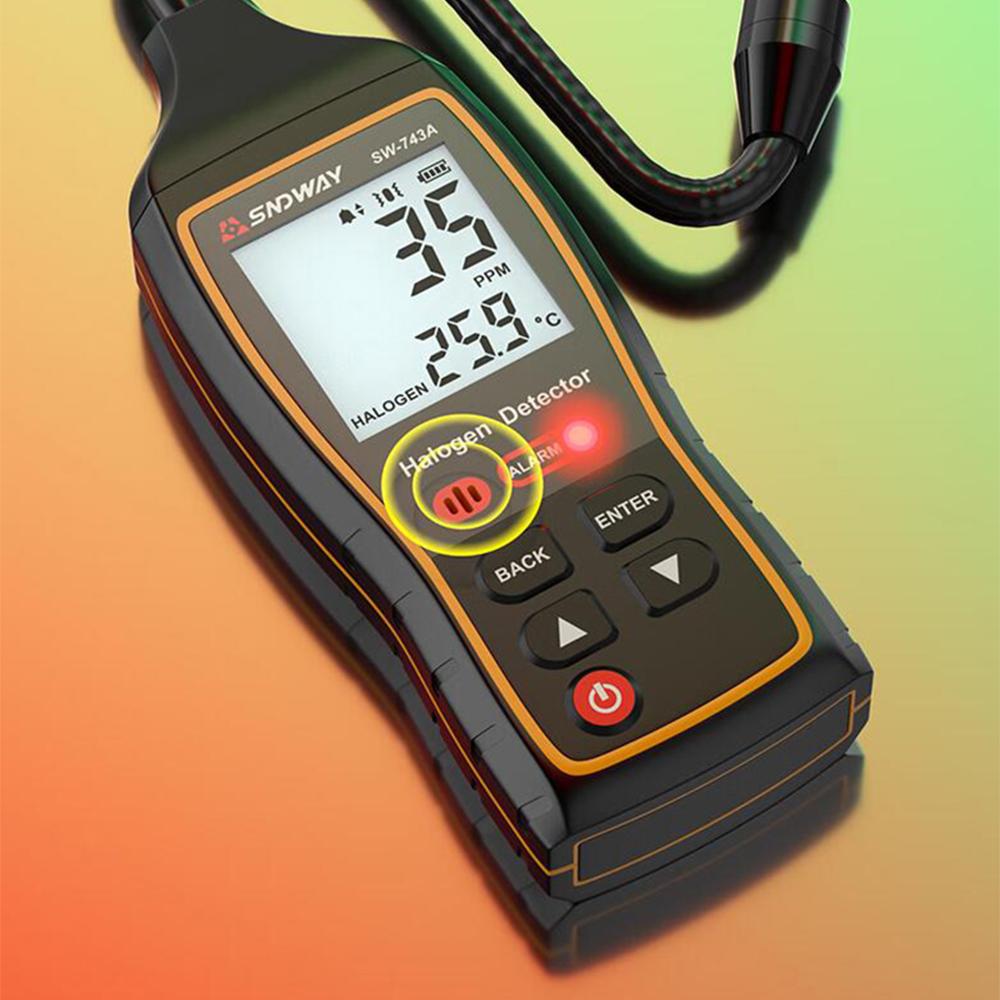 Электронный течеискатель хладагента для кондиционера 0-1000PPM, ЖК-дисплей и звуковой/световой/вибрационный сигнал, Детектор галогенных газов для обслуживания фреона
