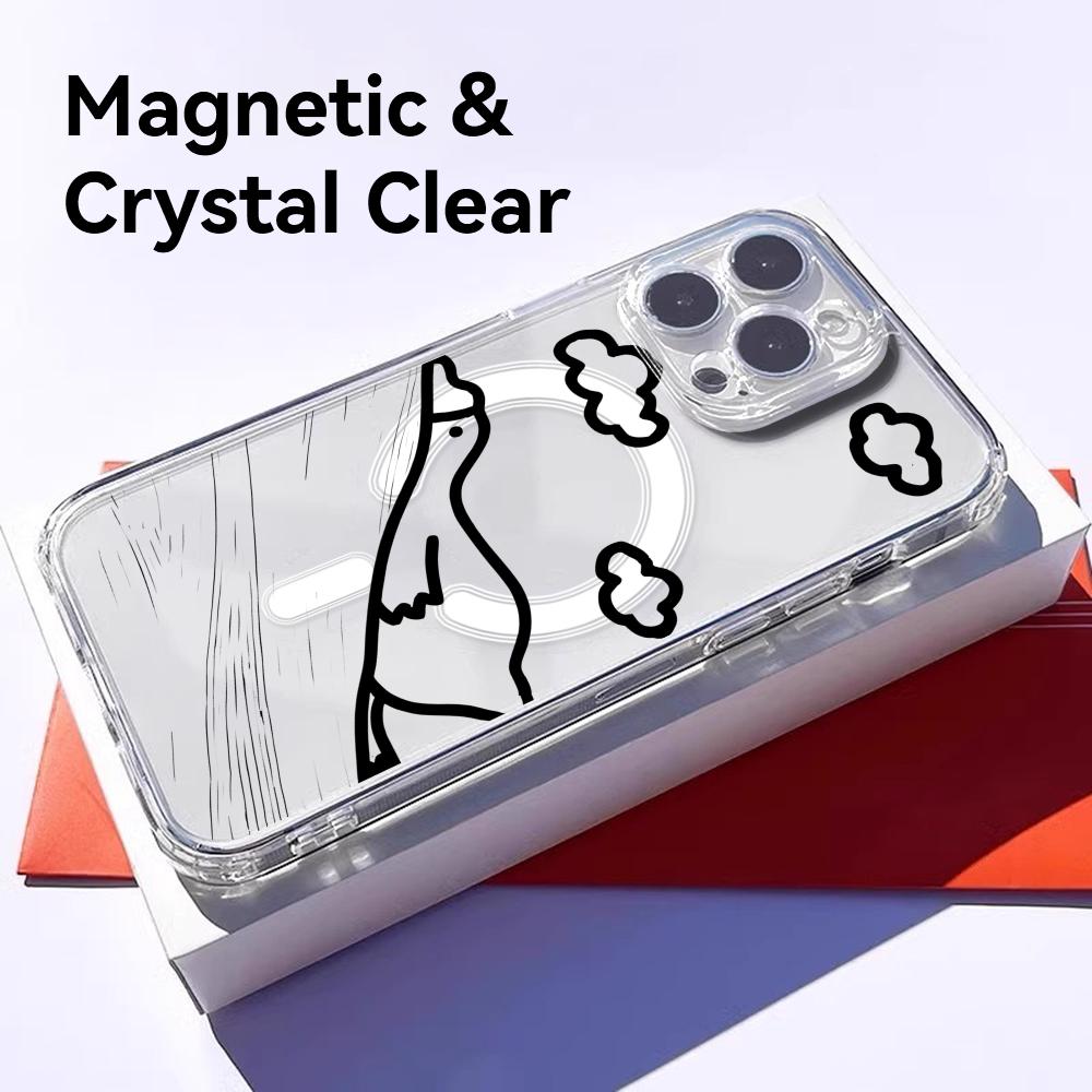 Милый Мультяшный Утенок Чехол для Телефона для iPhone 17 16 15 14 13 12 Pro Max Plus С Магнитным Прозрачным Чехлом Беспроводная Зарядка