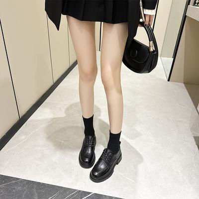 3233 маленького размера кожаные лоферы женские весенние новые на толстой подошве на шнуровке маленькие кожаные туфли корейская версия повседневная женская обувь