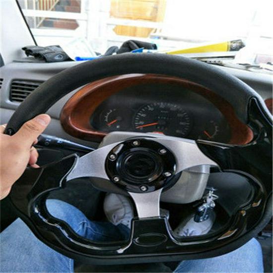 13-Inch Cool Coupe Sports Car Racing Steering Wheel Semicircular Blade, 14-Inch