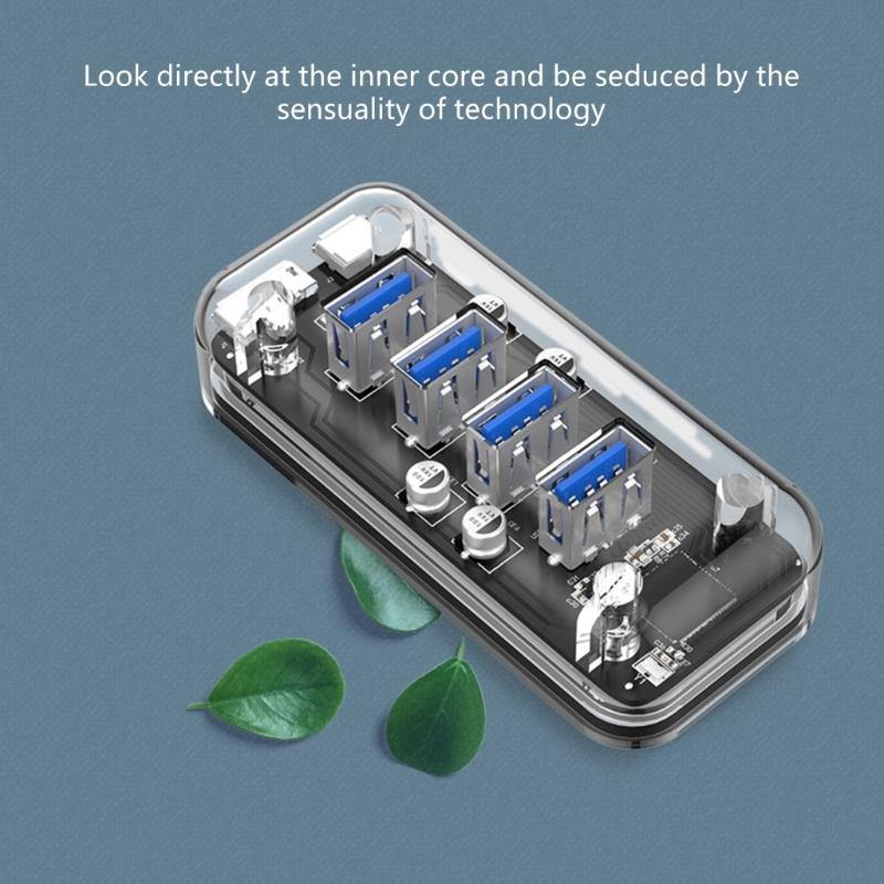 4-портовый USB 3.0 хаб-удлинитель Высокая скорость 5 Гбит/с для ноутбуков Мыши Клавиатуры Внешний жесткий диск Двойное питание