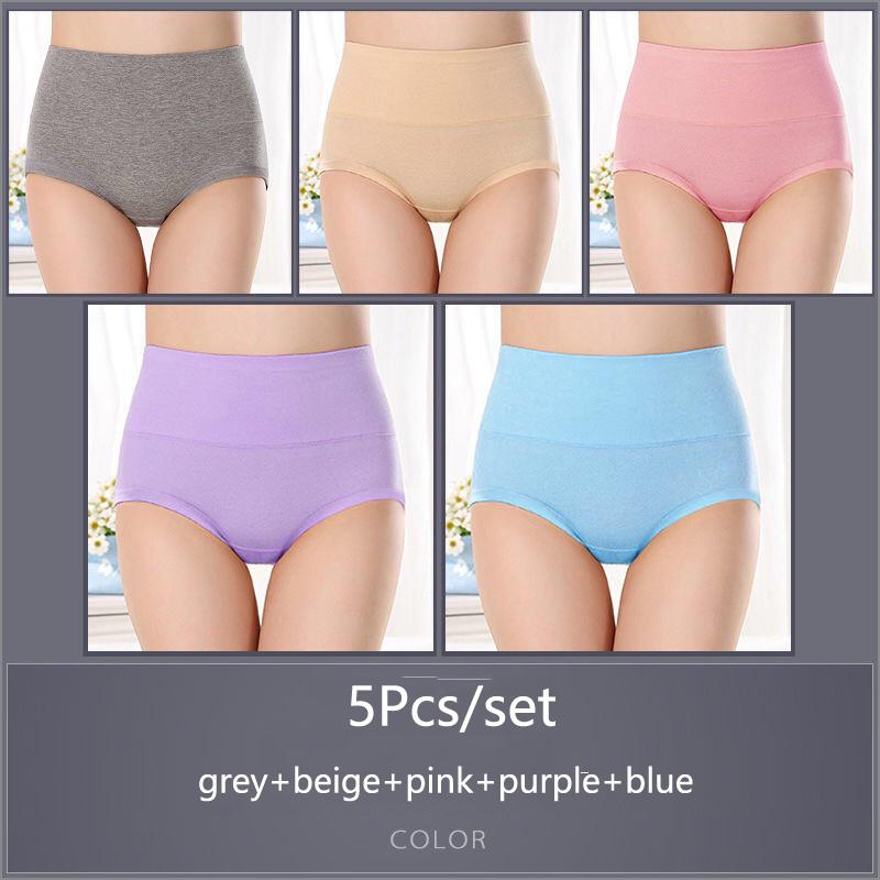 5 шт./компл. женские хлопковые трусики с высокой талией, мягкое дышащее удобное нижнее белье, большие размеры M-XXXXL