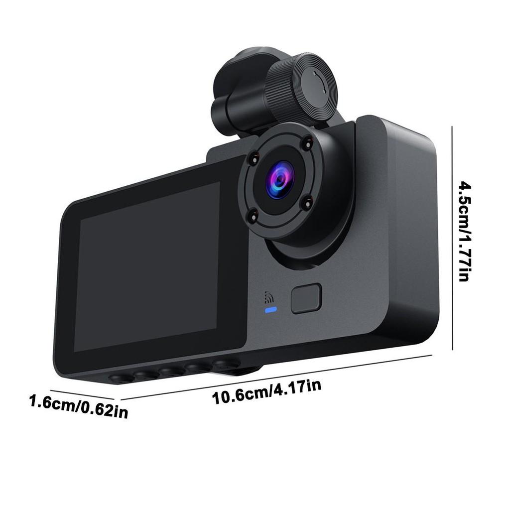 Автомобильный видеорегистратор HD 1080P с 3 объективами внутри автомобиля, трехсторонняя камера, видеорегистраторы, видеорегистратор, видеорегистратор, видеокамера, 2,0-дюймовый IPS-экран и задняя камера