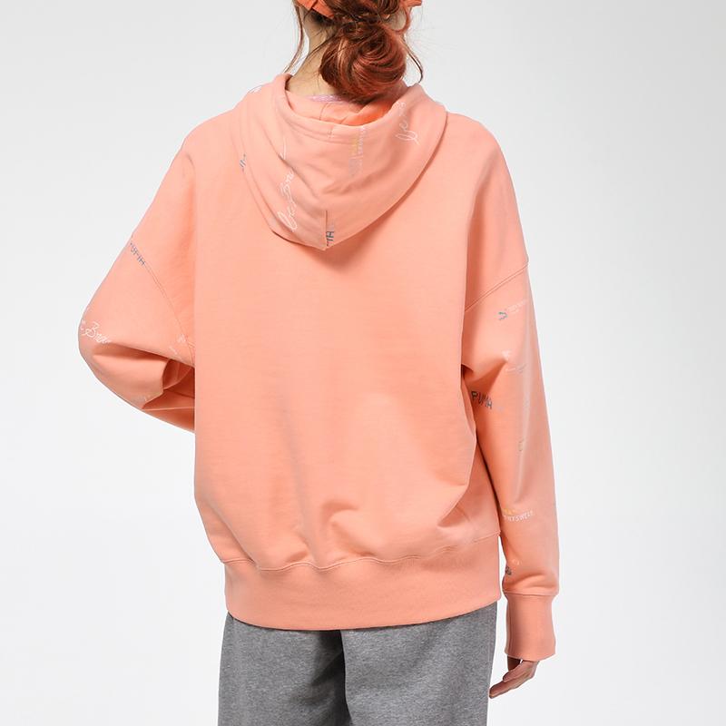 Puma Digital Print Hoodie Embroidered Logo Pullover Sweatshirt Women Hoodies Peach 531282-26