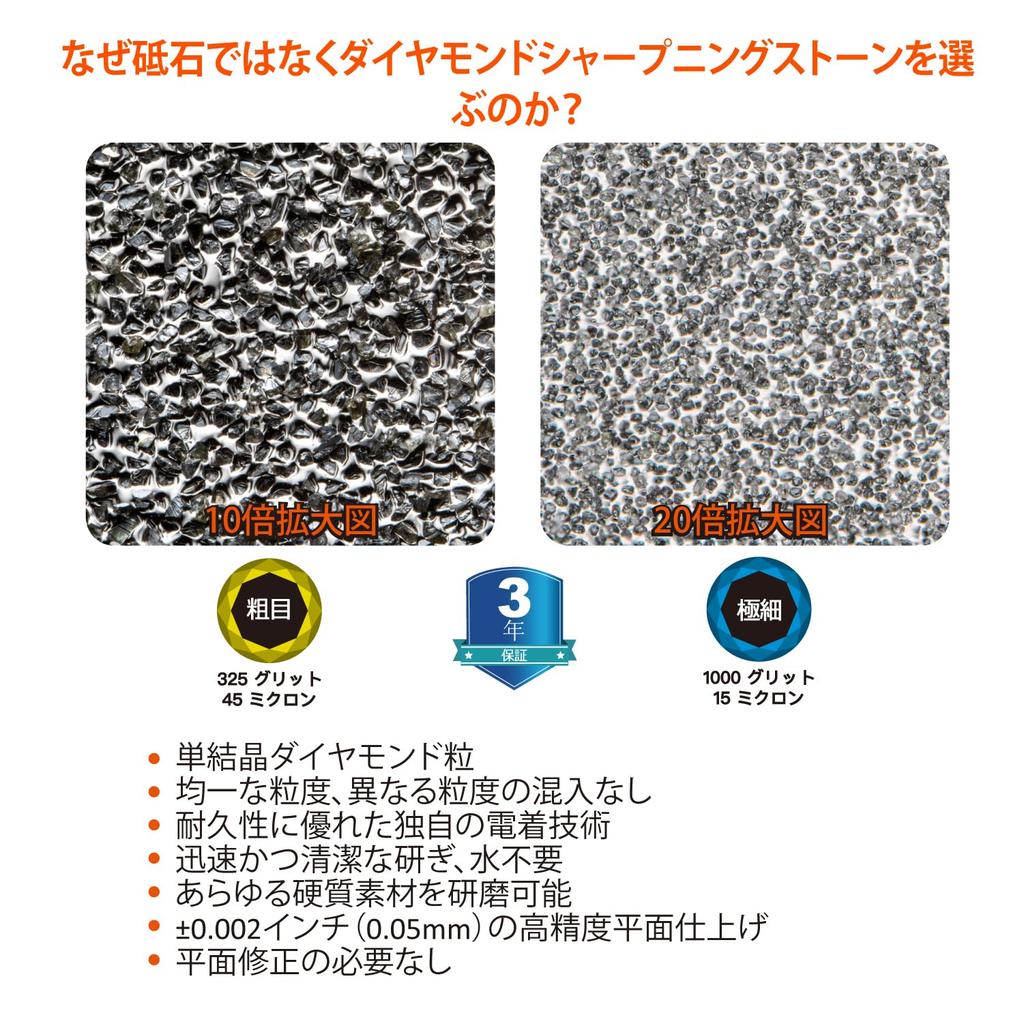 SHARPAL 168H Large X Diamond Sharpening Stone Coarse 325 Super Finishing 1000 Grit Monocrystal Diamond Professional Knife Sharpener with Pad and Angle