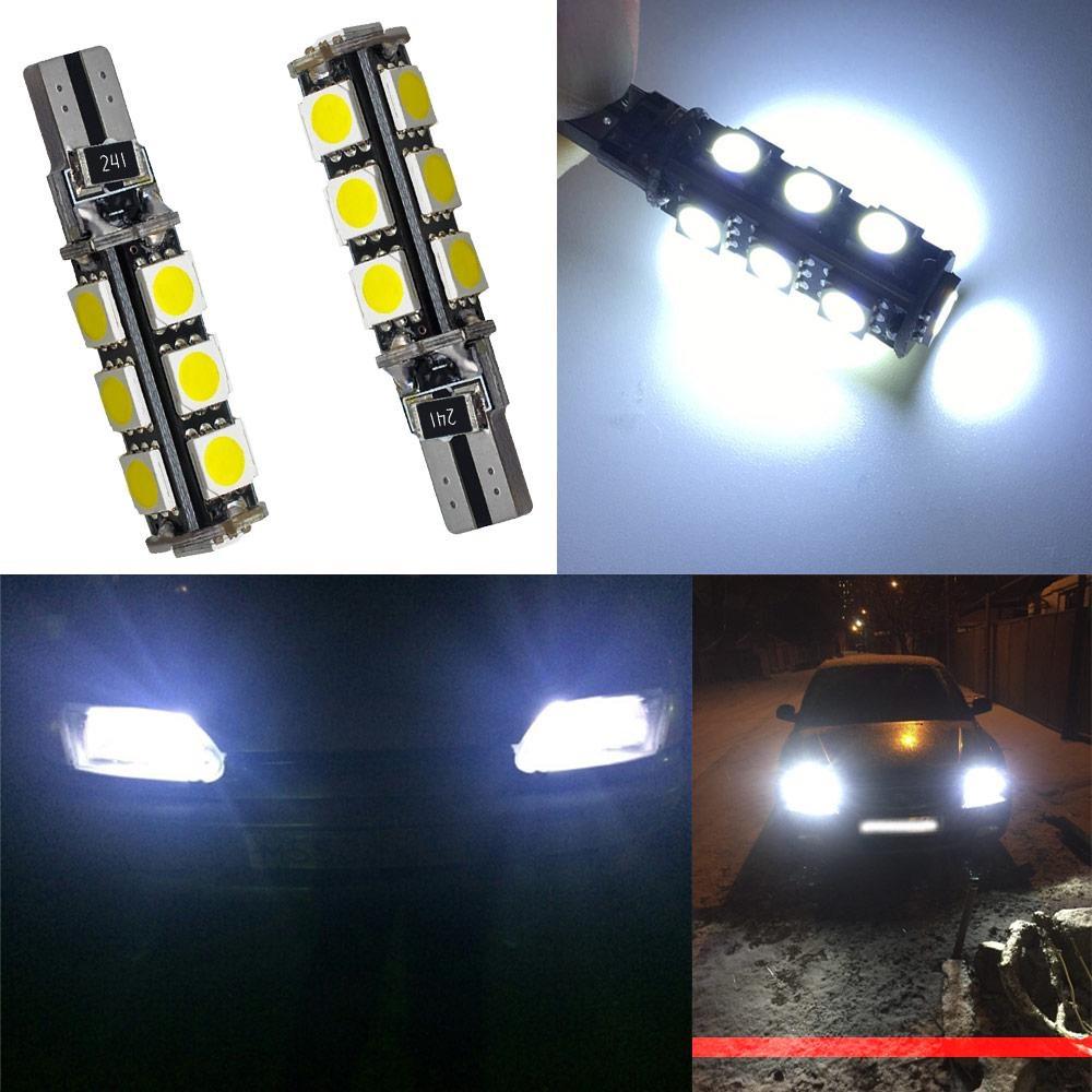 2X T10 W5W 5050 13SMD 9SMD белые внутренние светодиодные лампы для автомобиля, клиновидные лампы для чтения, супер яркие, DC 12 В
