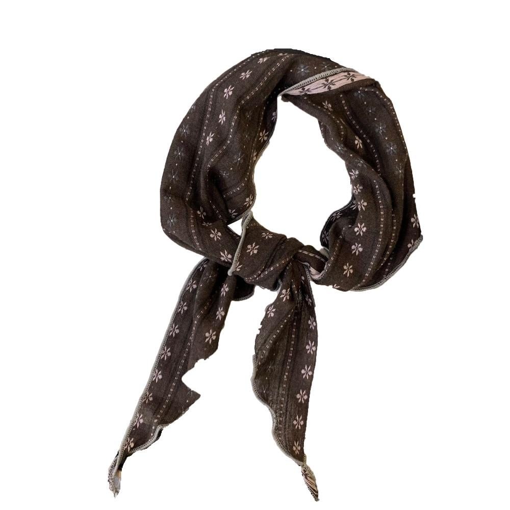 Sweet Snow Flower Scarves Korean Style Cotton Linen Headscarf Exquisite Triangle Hijab Scarf  Woman