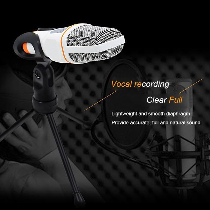 Профессиональный конденсаторный звуковой микрофон 3,5 мм с подставкой для ПК, ноутбука, запись Skype для IPhone, телефона Android, компьютерные игры, прямая трансляция YouTube