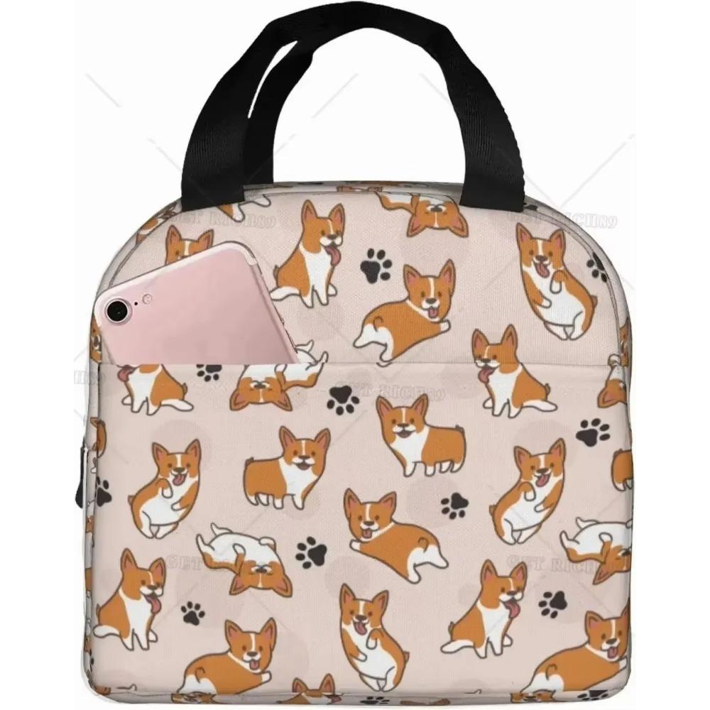 Сумка для ланча Corgis Dog Flower для взрослых, изолированный ланч-бокс с милым рисунком, многоразовая сумка для ланча для учебы, работы, пикника