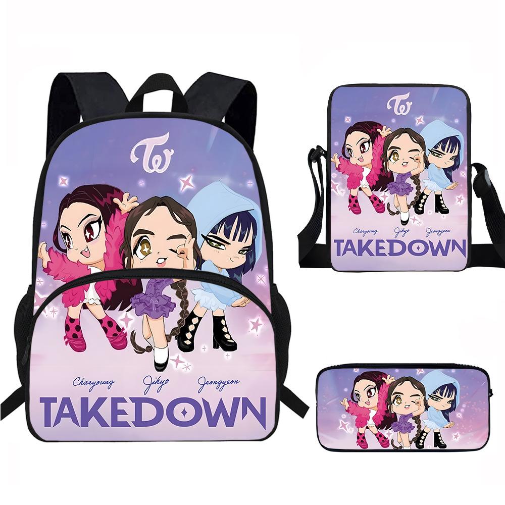 K-Pop Demon Hunters 3-Piece Student Backpack Set Anime-Themed Trendy Printed Backpack Set
