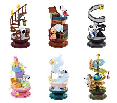 RE-MENT PEANUTS Snoopy Спиральная диорама, 6 штук в коробке, индивидуальный размер: В130 x Ш70 x Г70мм, сделано из ПВХ и АБС