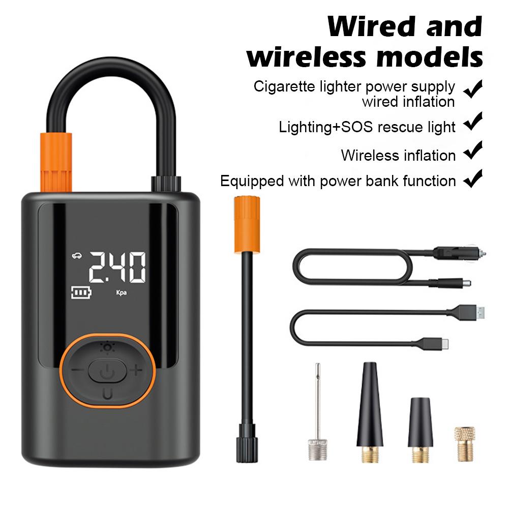 100W Cordless Car Tire Inflator Air Compressor Pump Portable Cordless Inflator with LED USB Out For Car Bicycle MotorcycleBall