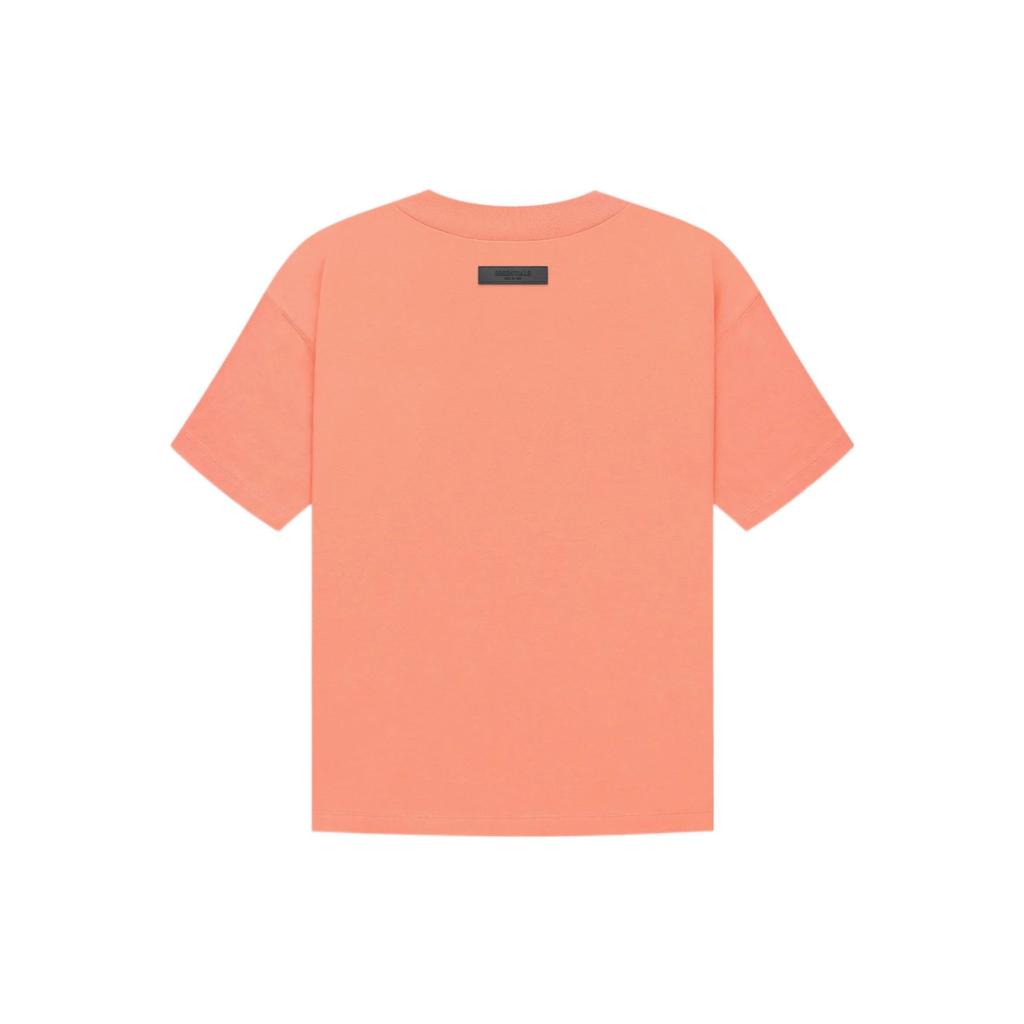Fear of God Essentials Fw22 Ss Футболка Коралловый Логотип Бархатистый Круглый Вырез Пуловер Короткий Рукав Американская Тяжелая Футболка Унисекс Коралловый Красный FOG-FW22-084