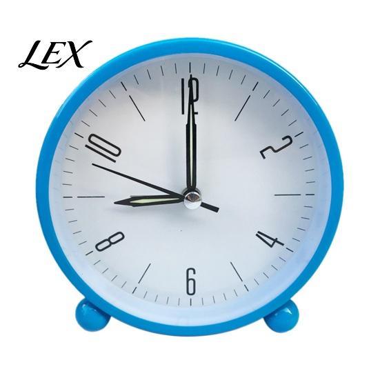 Metal Desk Clock Retro Alarm with Night Light, Silent Movement Non-Ticking Clock, Modern Round Table for Kids Students Battery Operated